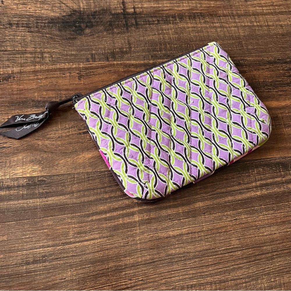 Vera Bradley Purple Punch Plastic Lined Zippered Pouch Cosmetic Make-Up Case